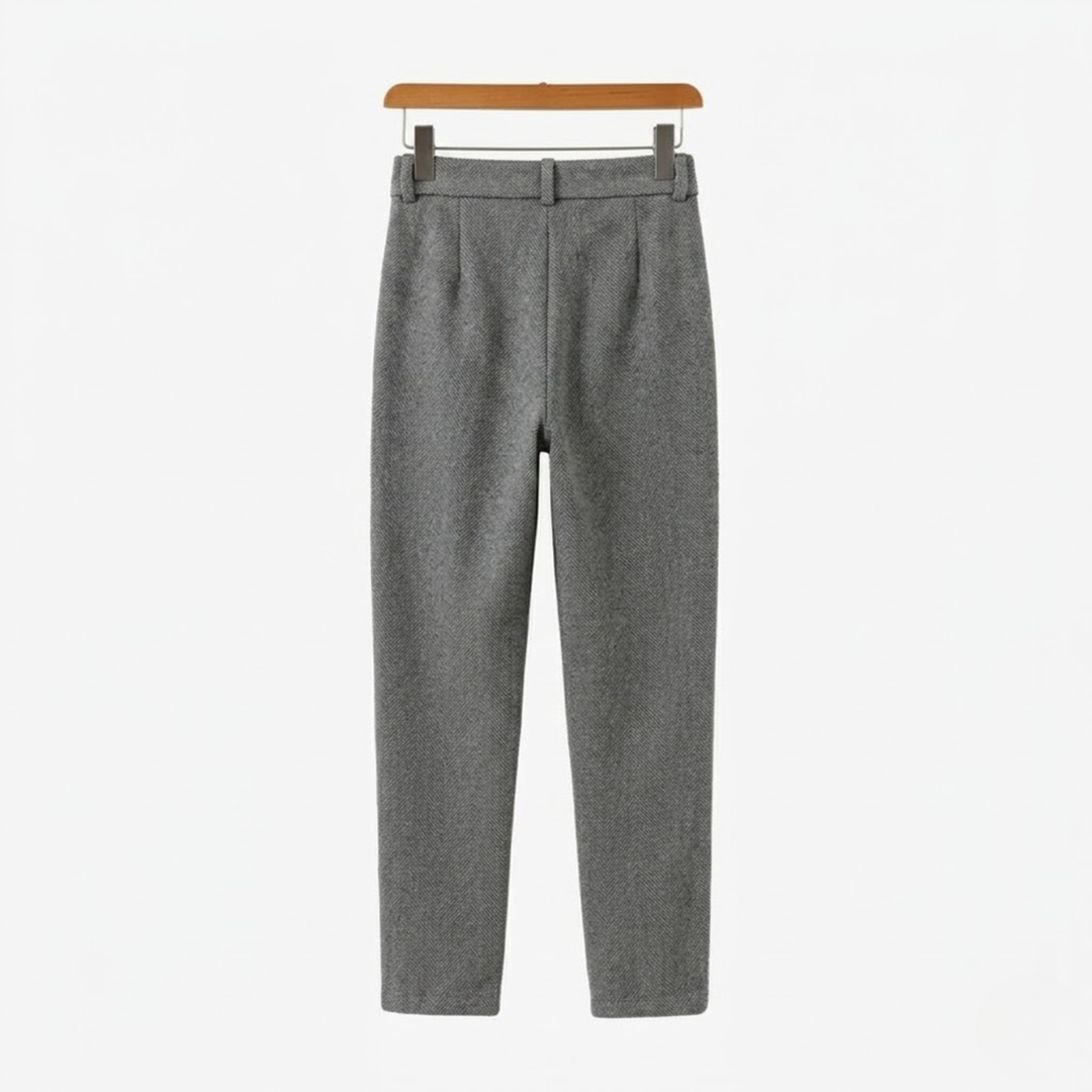 Pantalon Homme à Motif Chevrons avec Jambe Fuselée et Bouton Latéral