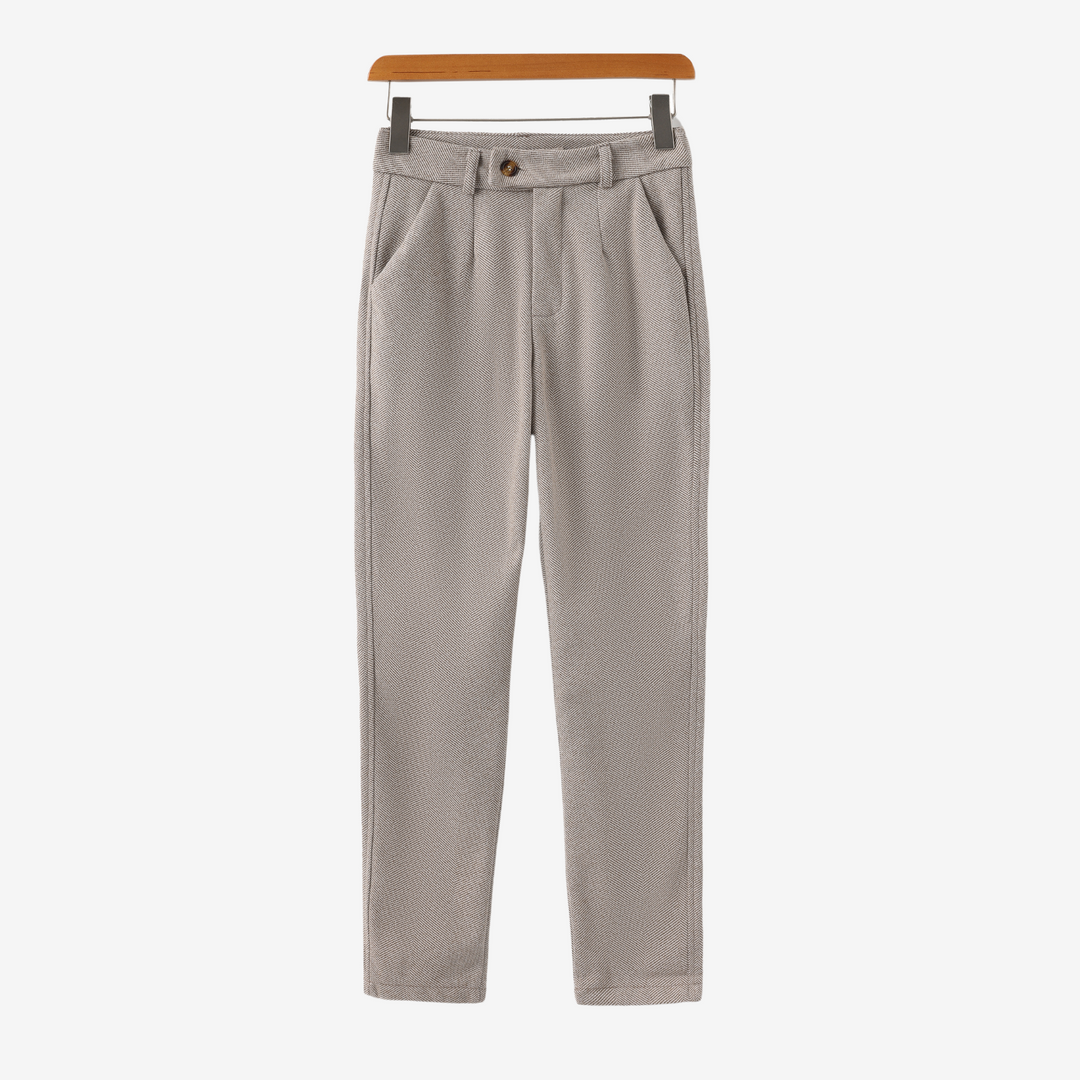 Pantalon Homme à Motif Chevrons avec Jambe Fuselée et Bouton Latéral