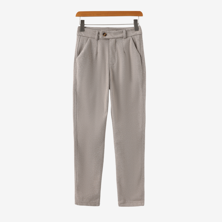Pantalon Homme à Motif Chevrons avec Jambe Fuselée et Bouton Latéral