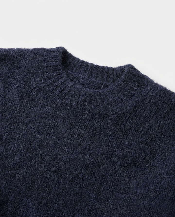 Pull Homme Col Rond en Maille Texturée avec Bordures Côtelées