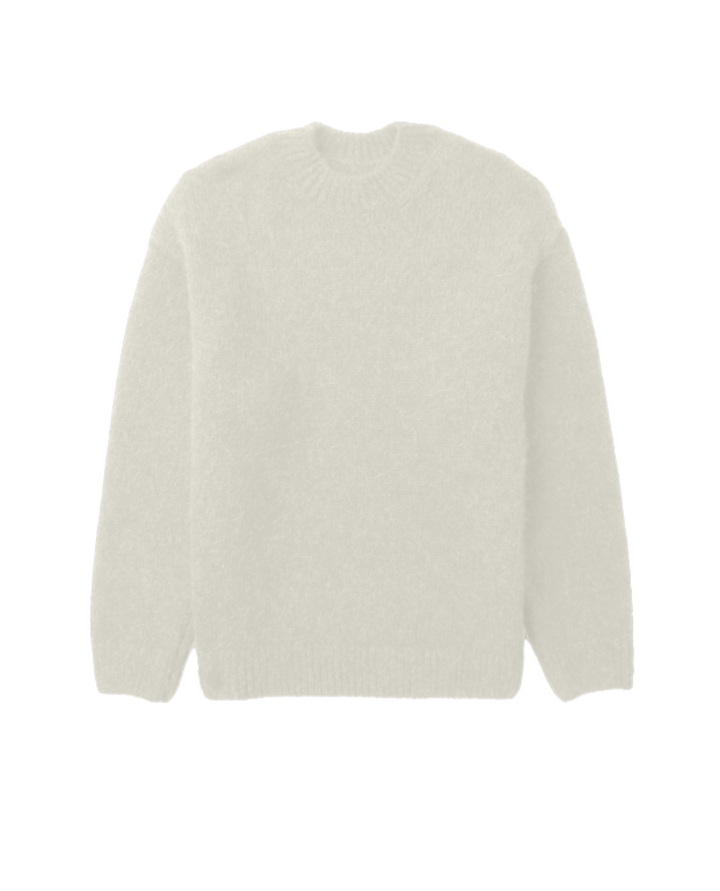 Pull Homme Col Rond en Maille Texturée avec Bordures Côtelées