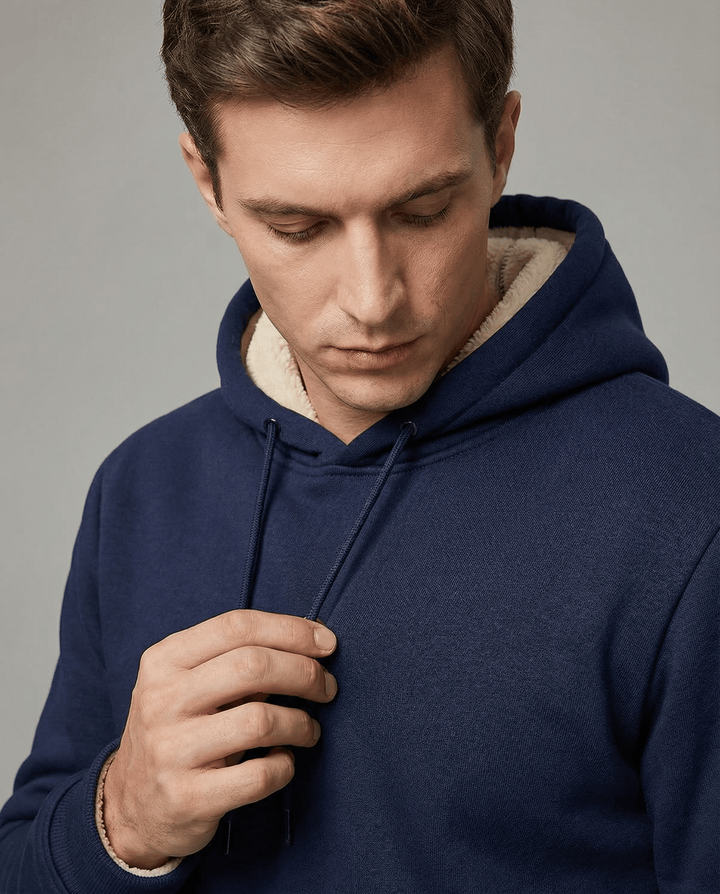 Felpa con cappuccio foderata in sherpa con tasca a marsupio