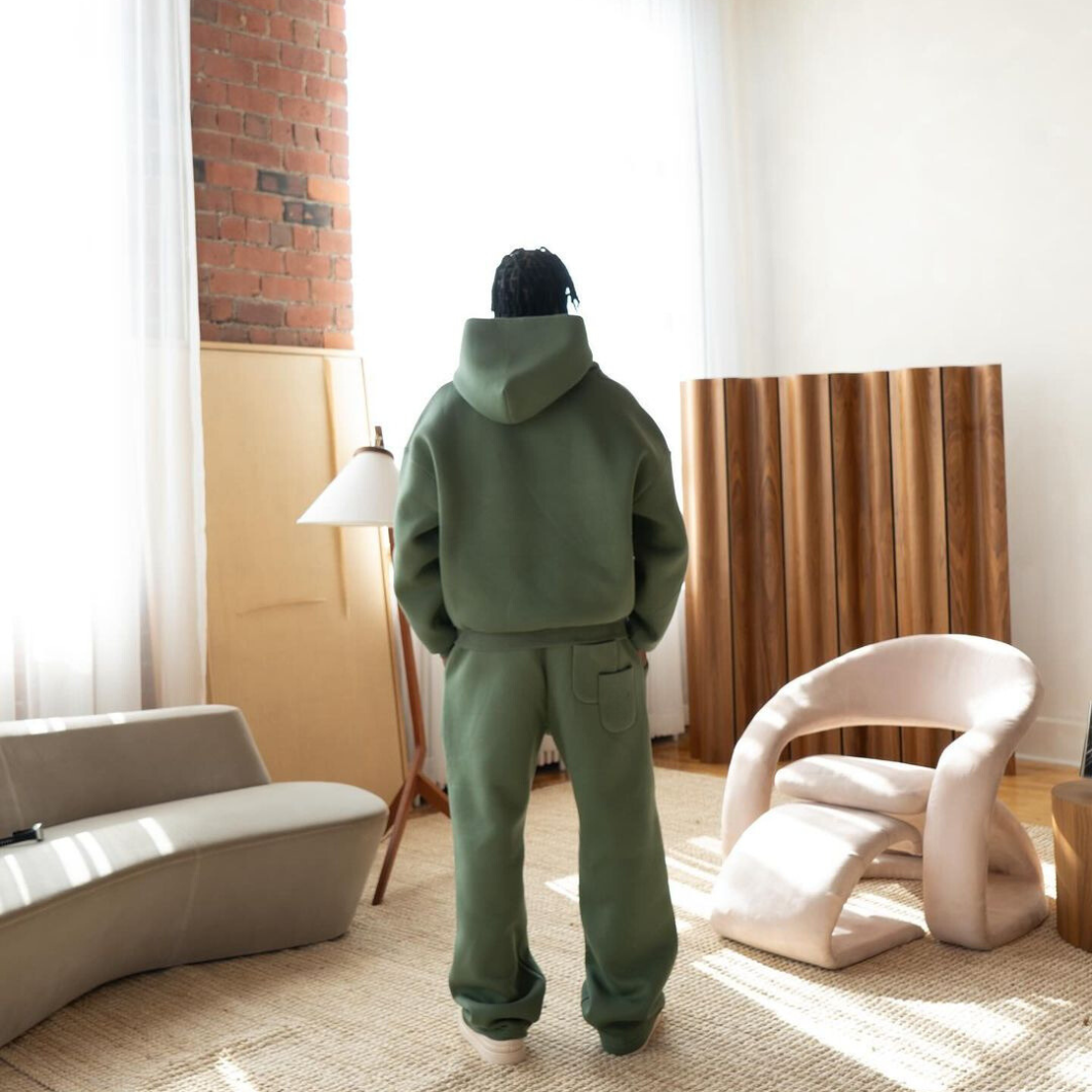 Ensemble Surdimensionné Homme À Capuche Et Pantalon De Jogging Uni