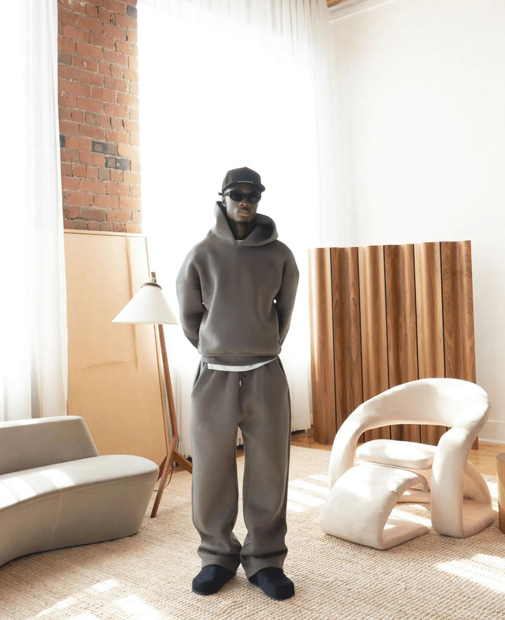 Ensemble Surdimensionné Homme À Capuche Et Pantalon De Jogging Uni
