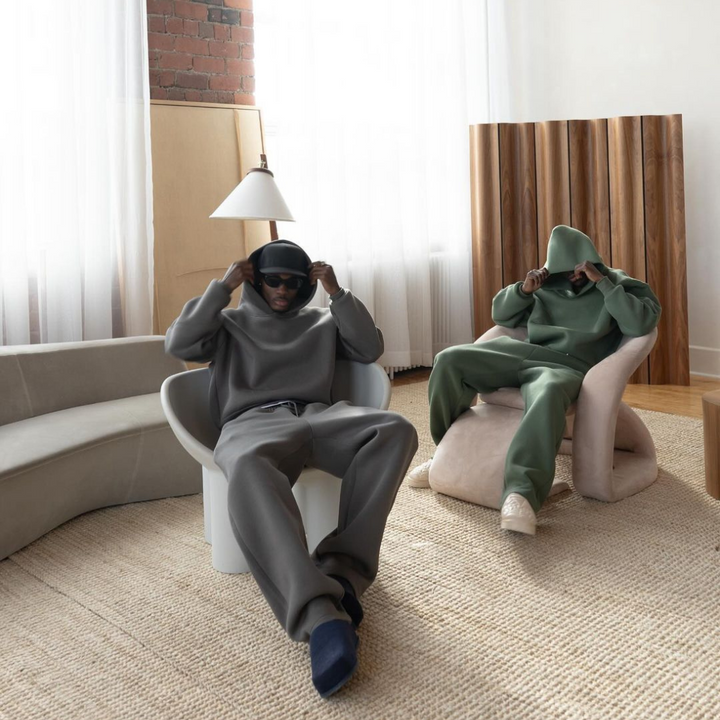 Ensemble Surdimensionné Homme À Capuche Et Pantalon De Jogging Uni