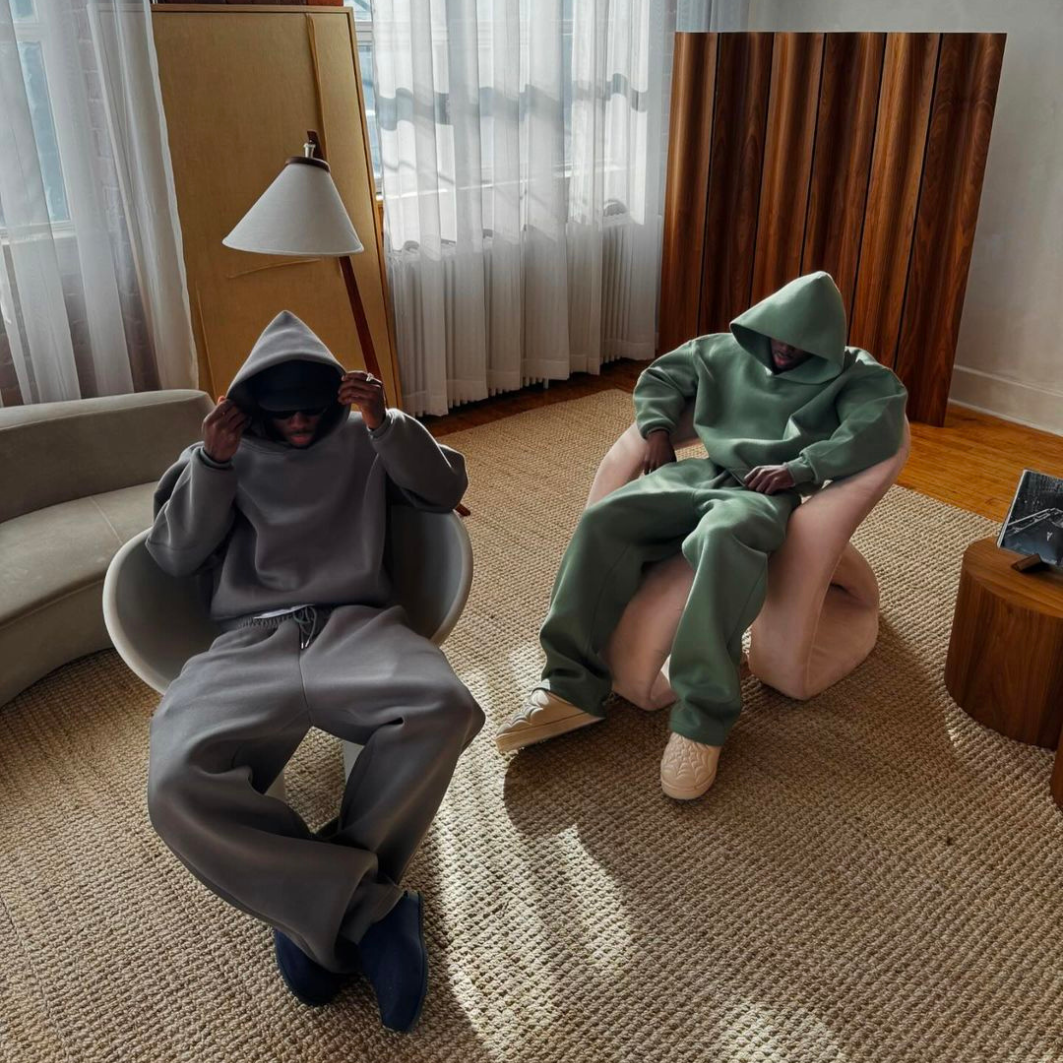 Ensemble Surdimensionné Homme À Capuche Et Pantalon De Jogging Uni