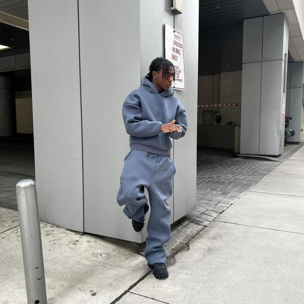 Ensemble Surdimensionné Homme À Capuche Et Pantalon De Jogging Uni