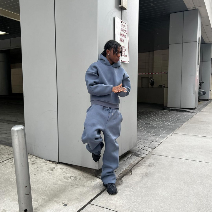 Ensemble Surdimensionné Homme À Capuche Et Pantalon De Jogging Uni