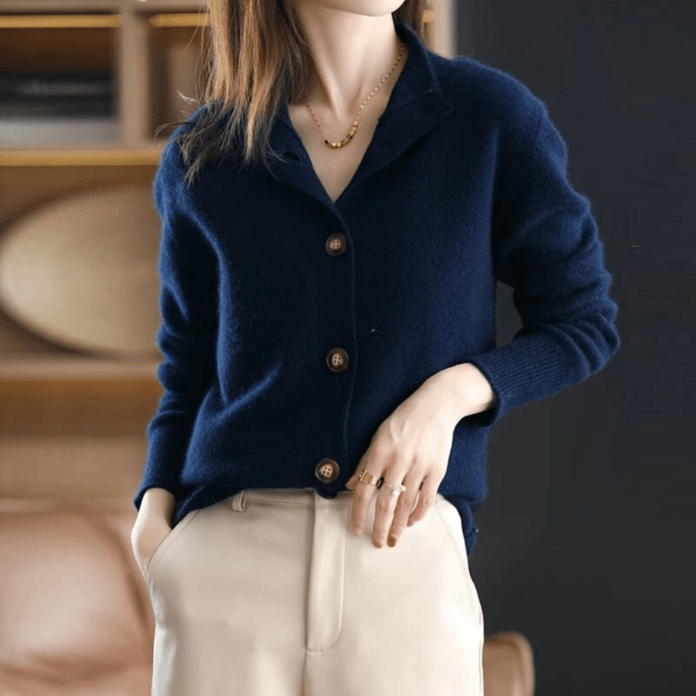 Damesvest van een kasjmiermix - open, casual model