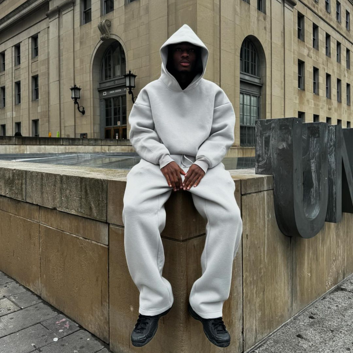 Ensemble Surdimensionné Homme À Capuche Et Pantalon De Jogging Uni