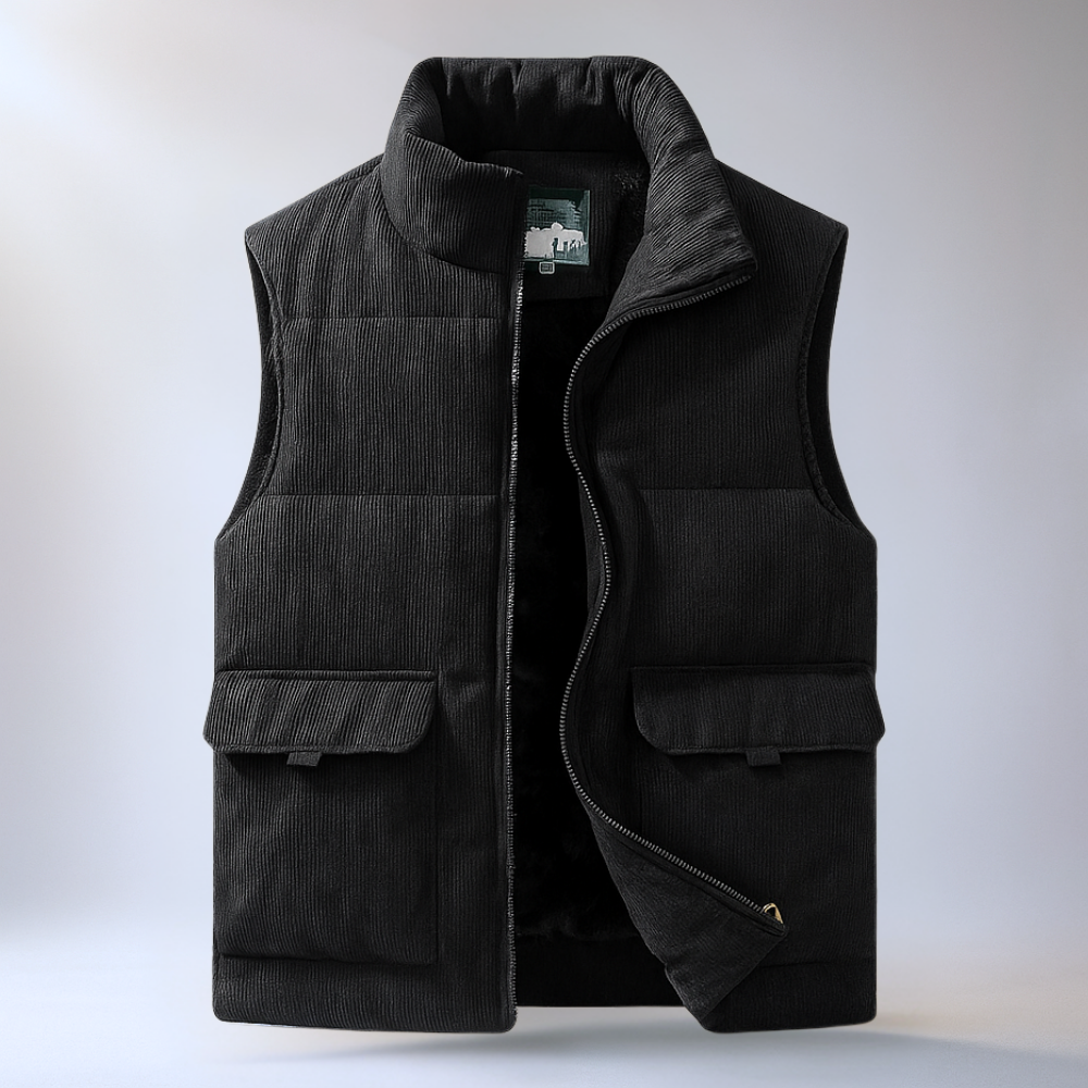 Gilet Homme Velours Côtelé Doublure Polaire Zippé