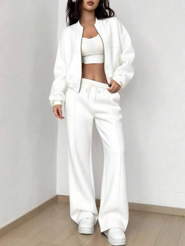 Ensemble Deux Pièces Femme – Sweat Zippé Oversize et Pantalon Large