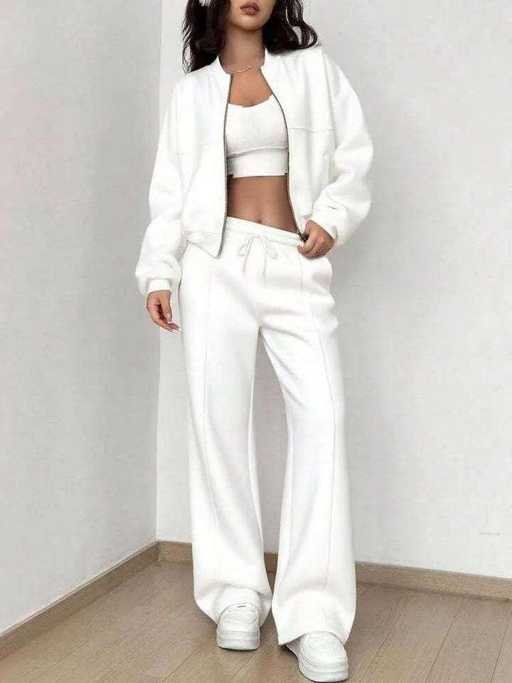 Ensemble Deux Pièces Femme – Sweat Zippé Oversize et Pantalon Large