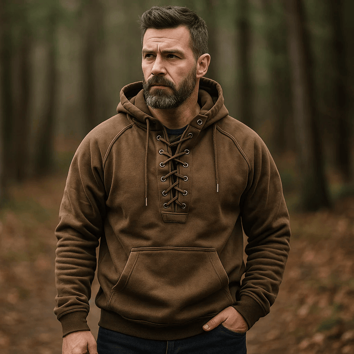 Men's Heavyweight Cotton Hoodie with Drawstrings and Kangaroo Pocket