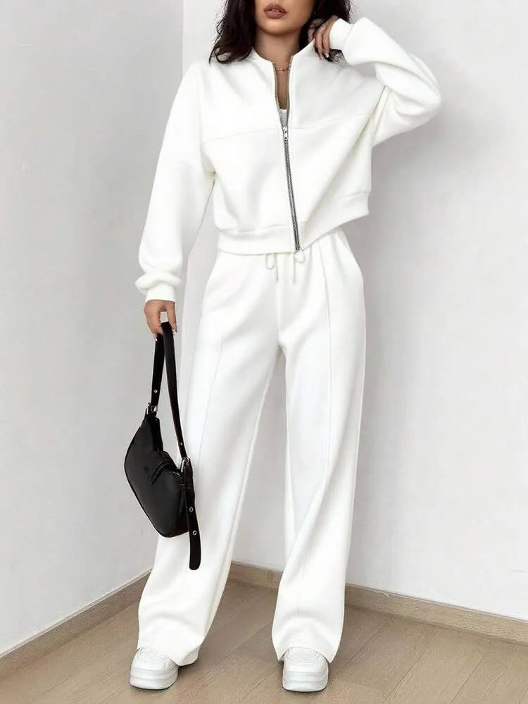 Ensemble Deux Pièces Femme – Sweat Zippé Oversize et Pantalon Large