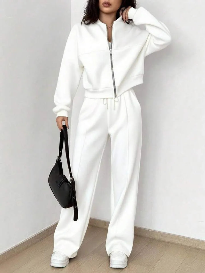 Ensemble Deux Pièces Femme – Sweat Zippé Oversize et Pantalon Large