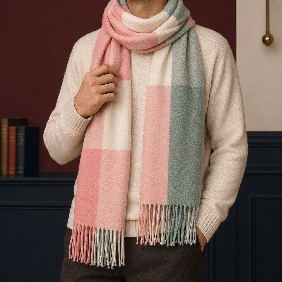 Unisex Oversized Woven Fringed Scarf