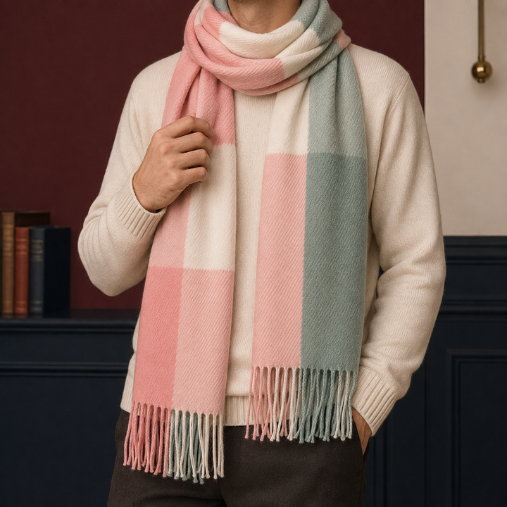 Unisex Oversized Woven Fringed Scarf