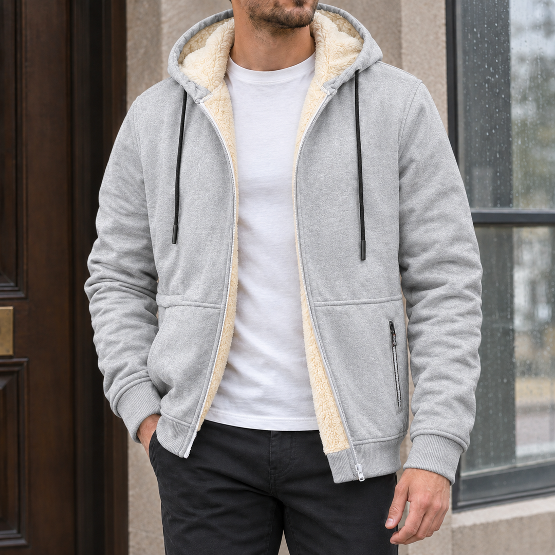 Men’s sherpa-lined zip-up hoodie