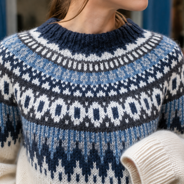 Damestrui van Fair Isle-breisel met ronde hals en oversized pasvorm