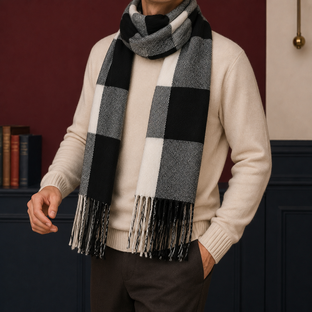 Unisex Oversized Woven Fringed Scarf