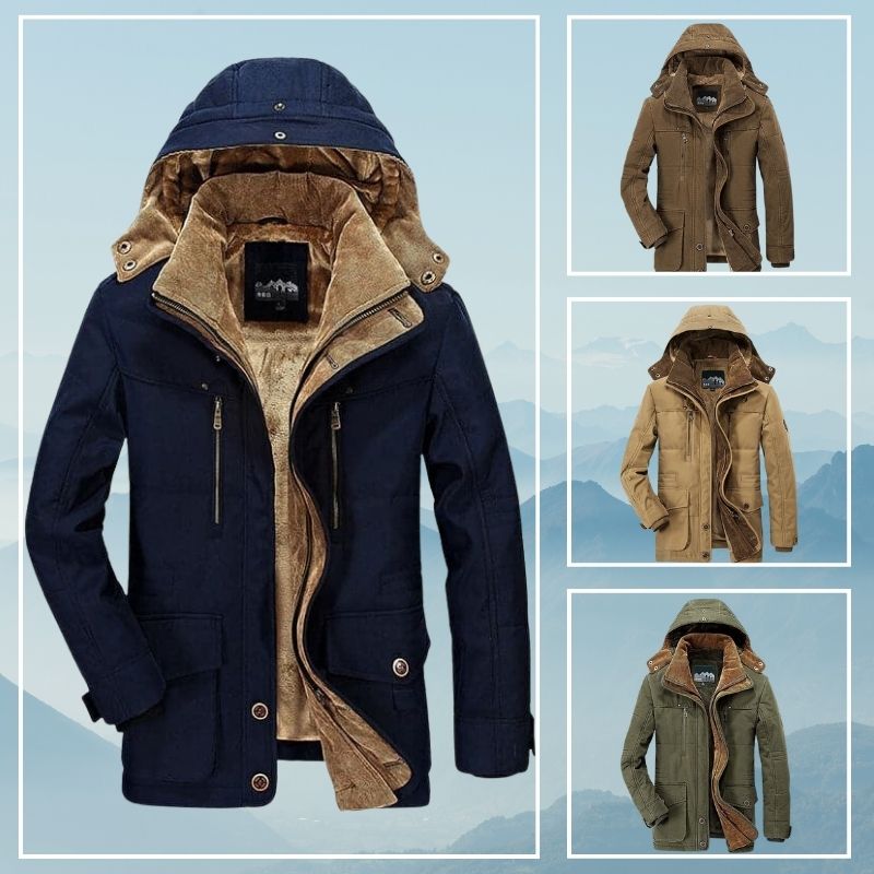 Veste d'Hiver Homme Doublée Polaire à Capuche Multi Poches