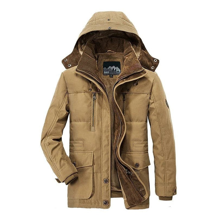 Veste d'Hiver Homme Doublée Polaire à Capuche Multi Poches
