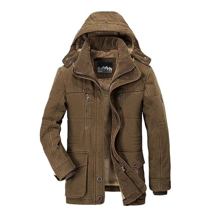 Veste d'Hiver Homme Doublée Polaire à Capuche Multi Poches