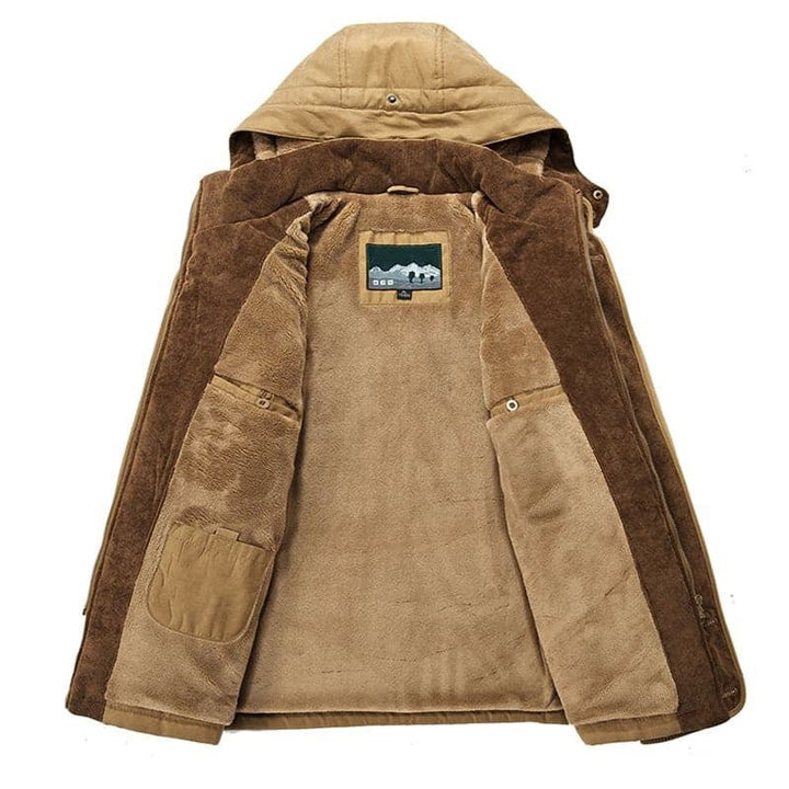 Veste d'Hiver Homme Doublée Polaire à Capuche Multi Poches