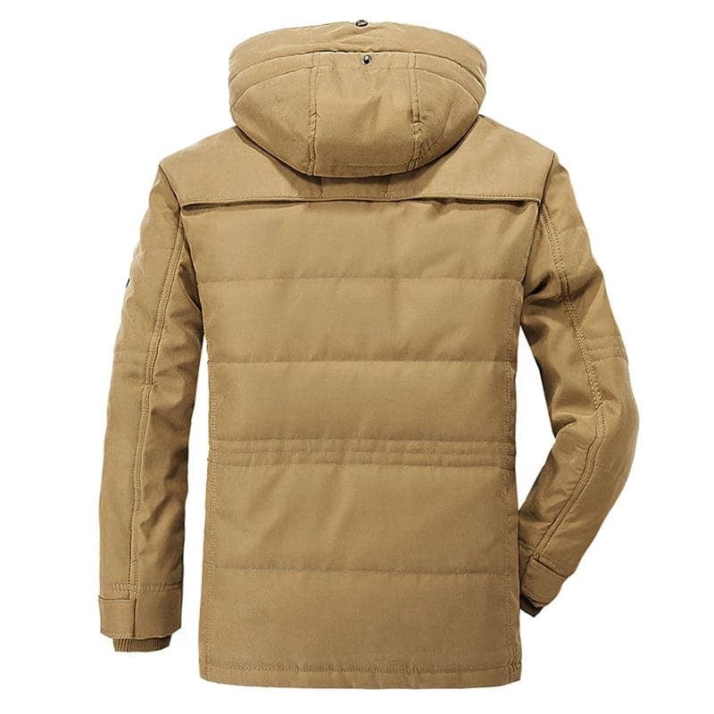 Veste d'Hiver Homme Doublée Polaire à Capuche Multi Poches