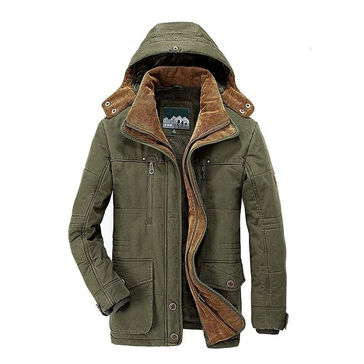 Veste d'Hiver Homme Doublée Polaire à Capuche Multi Poches