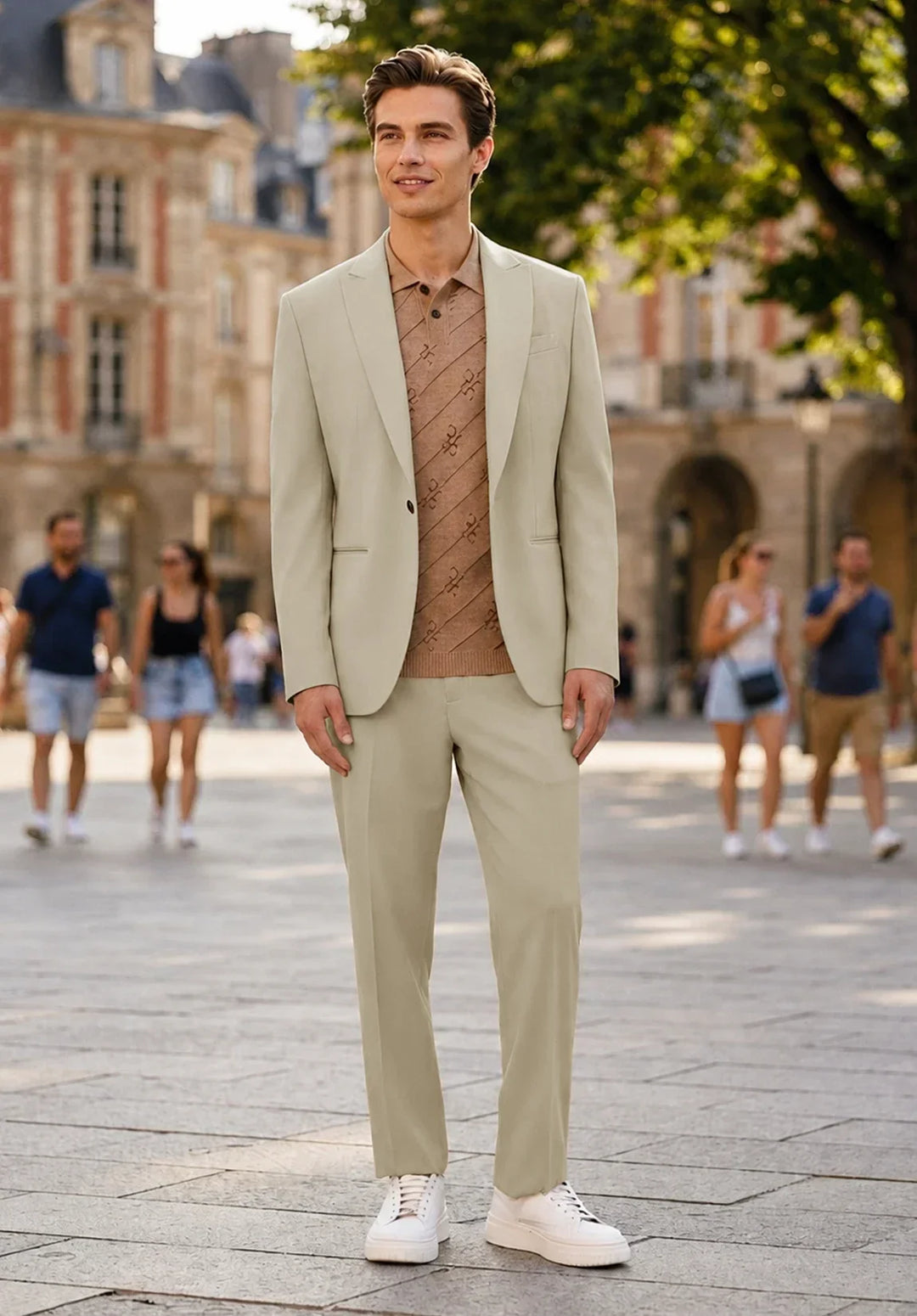 Herren-Zweiteiler mit modernem Schnitt, Ein-Knopf-Sakko und Slim-Fit-Hose