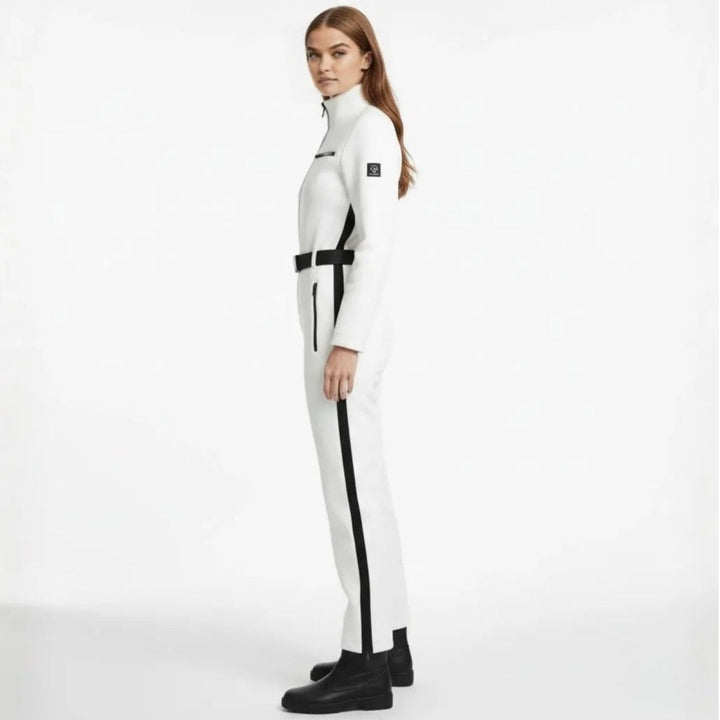 Getailleerd dames-skioverall van softshell, gevoerd met fleece