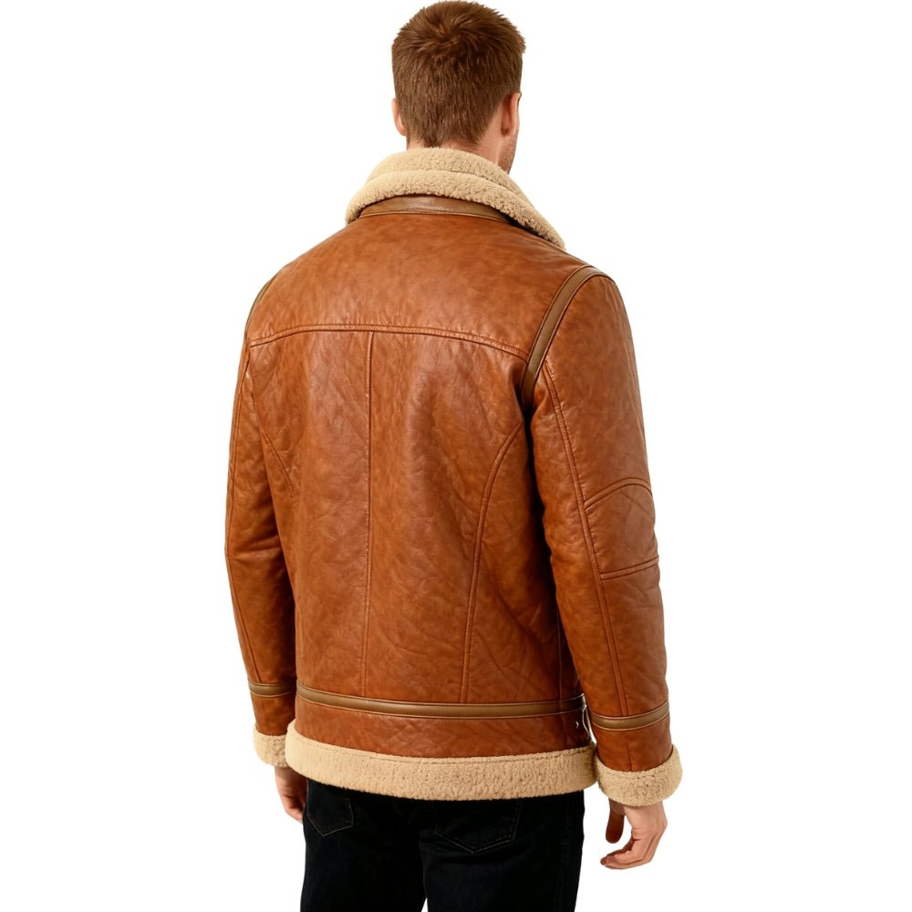 Blouson Aviateur Homme Mouton Retourné Col Fourrure