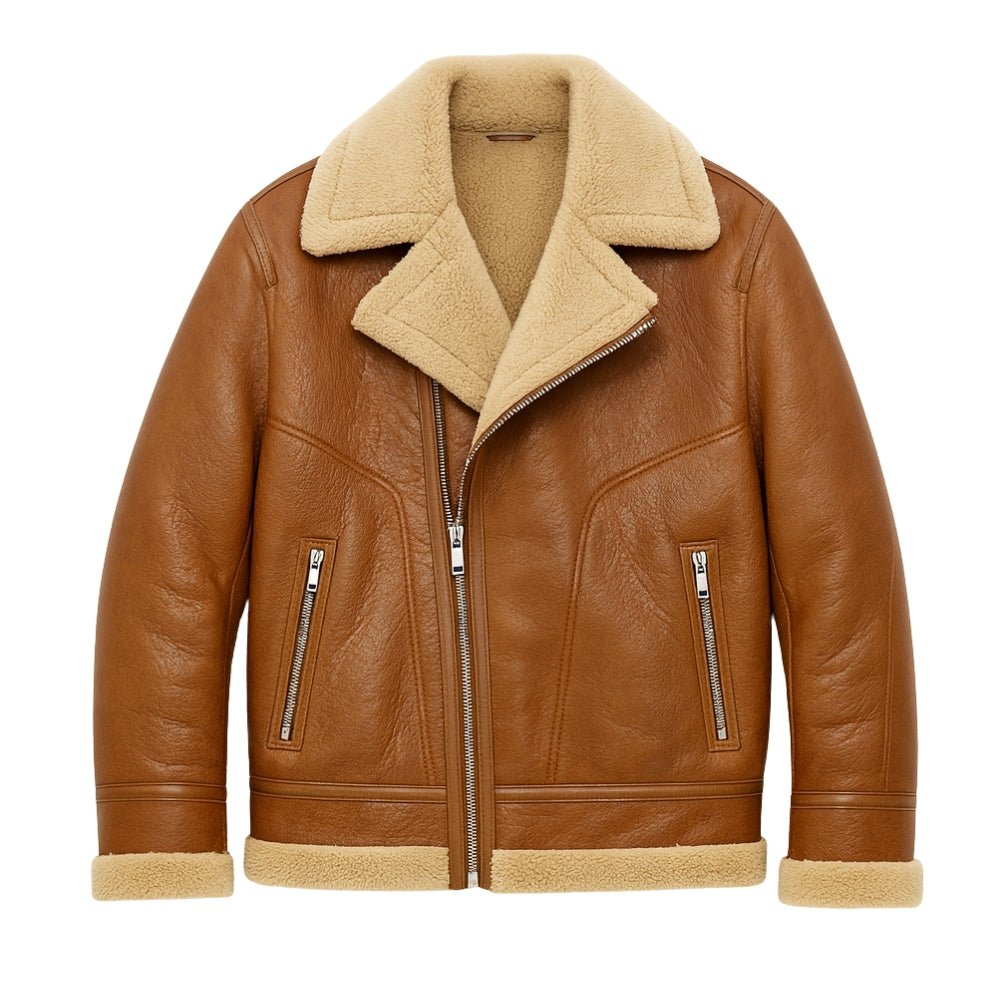 Blouson Aviateur Homme Mouton Retourné Col Fourrure