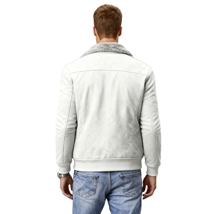 Men's Aviator Jacket Lined with Sherpa and Faux Fur Collar