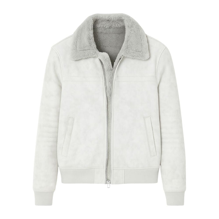 Men's Aviator Jacket Lined with Sherpa and Faux Fur Collar