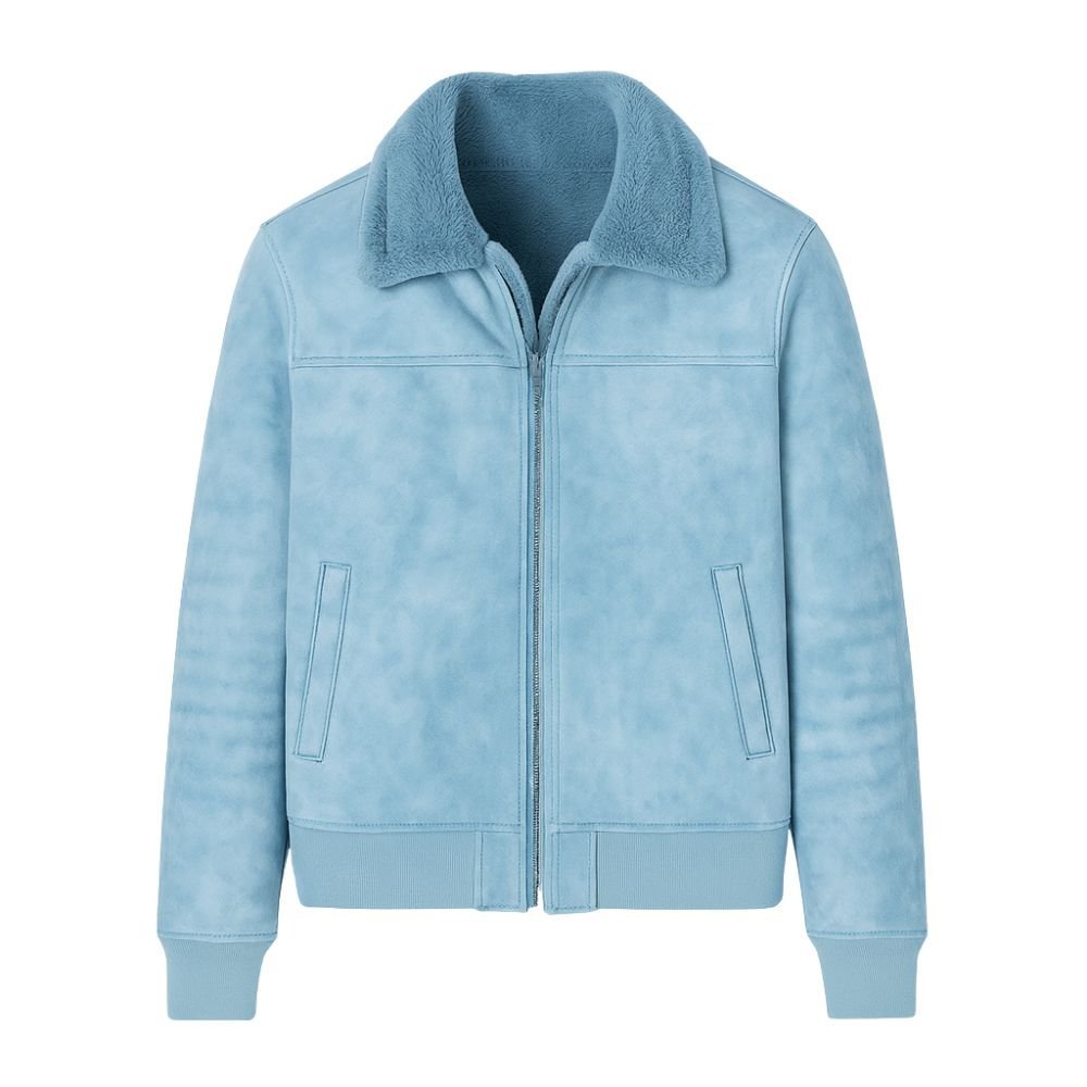 Men's Aviator Jacket Lined with Sherpa and Faux Fur Collar