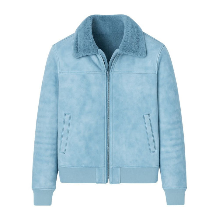 Men's Aviator Jacket Lined with Sherpa and Faux Fur Collar