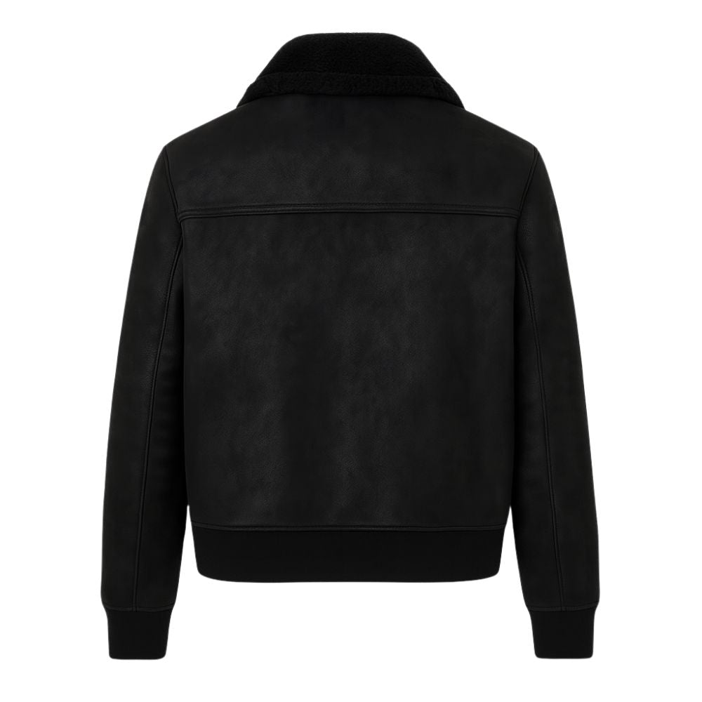 Men's Aviator Jacket Lined with Sherpa and Faux Fur Collar