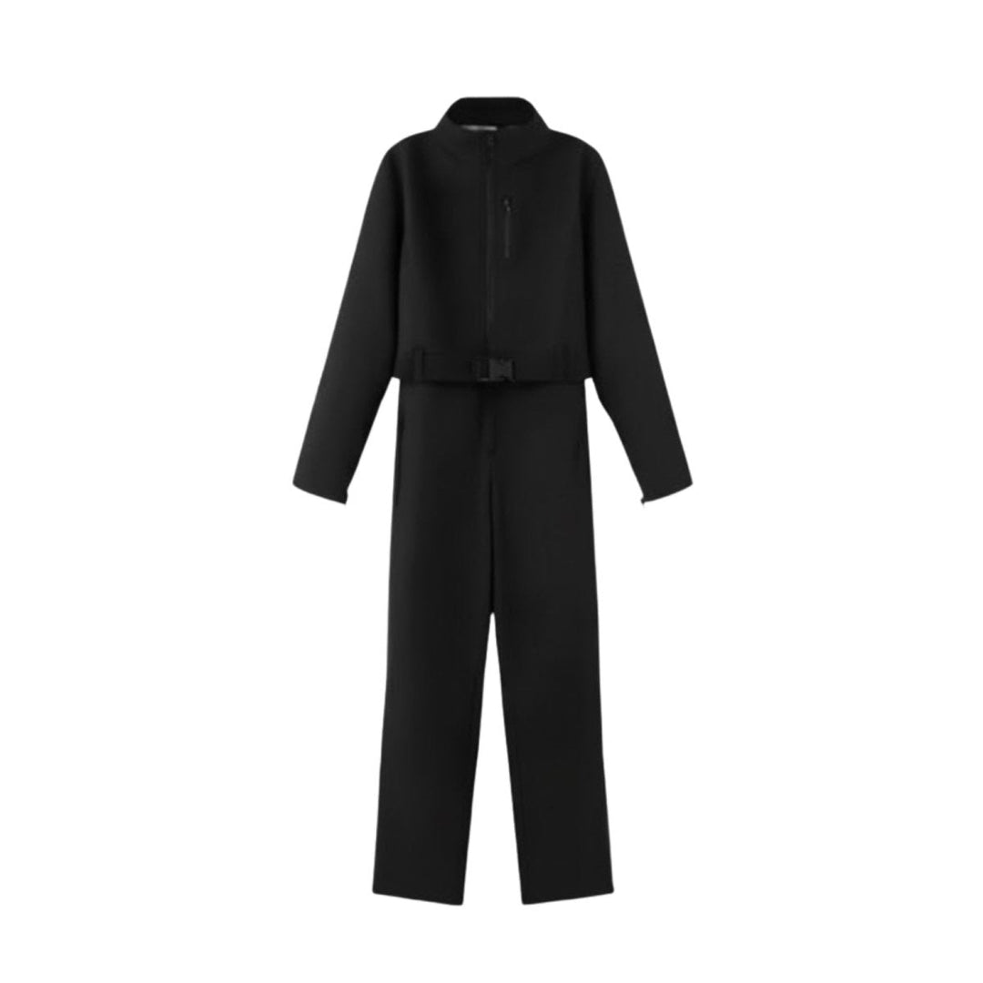 Getailleerd dames-skioverall van softshell, gevoerd met fleece
