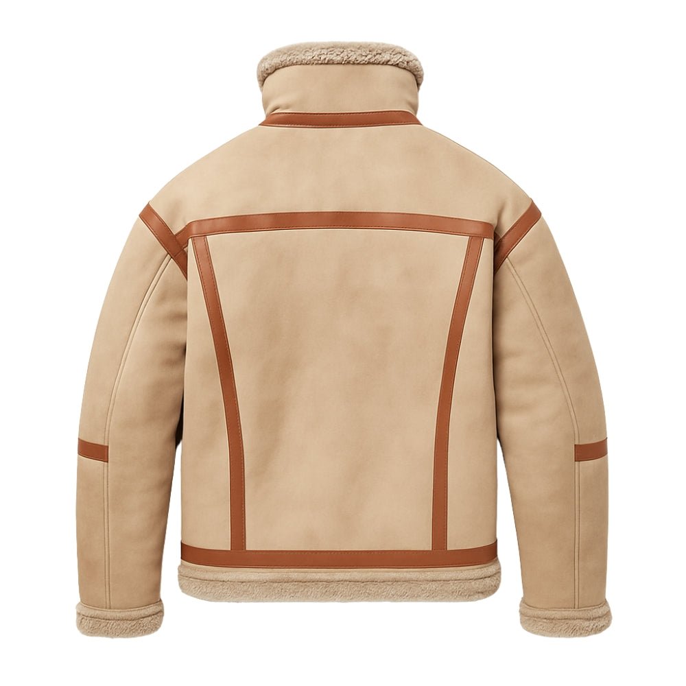 Blouson Aviateur Homme Mouton Retourné Col Fourrure