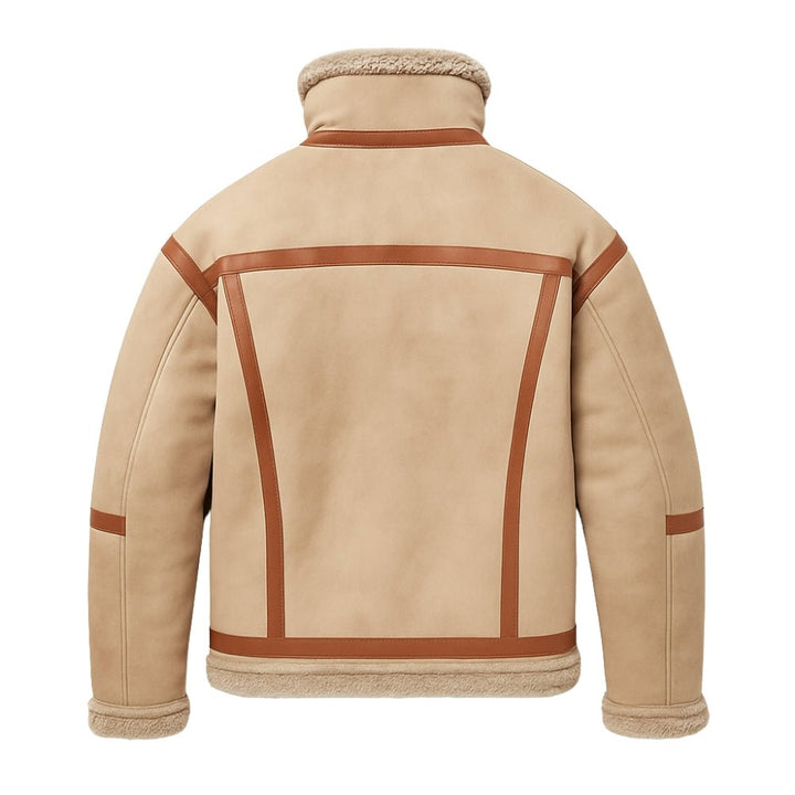 Blouson Aviateur Homme Mouton Retourné Col Fourrure
