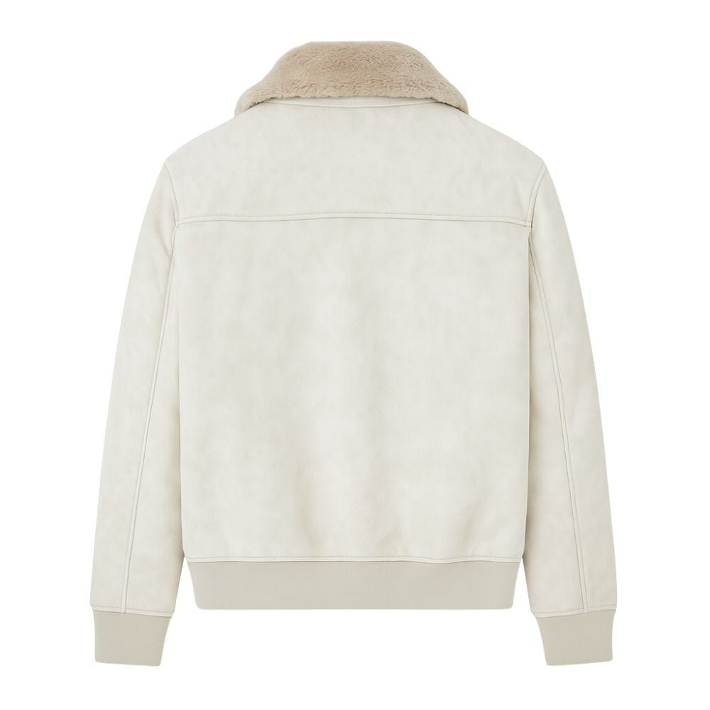 Men's Aviator Jacket Lined with Sherpa and Faux Fur Collar
