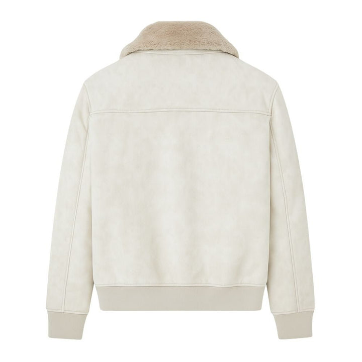 Men's Aviator Jacket Lined with Sherpa and Faux Fur Collar