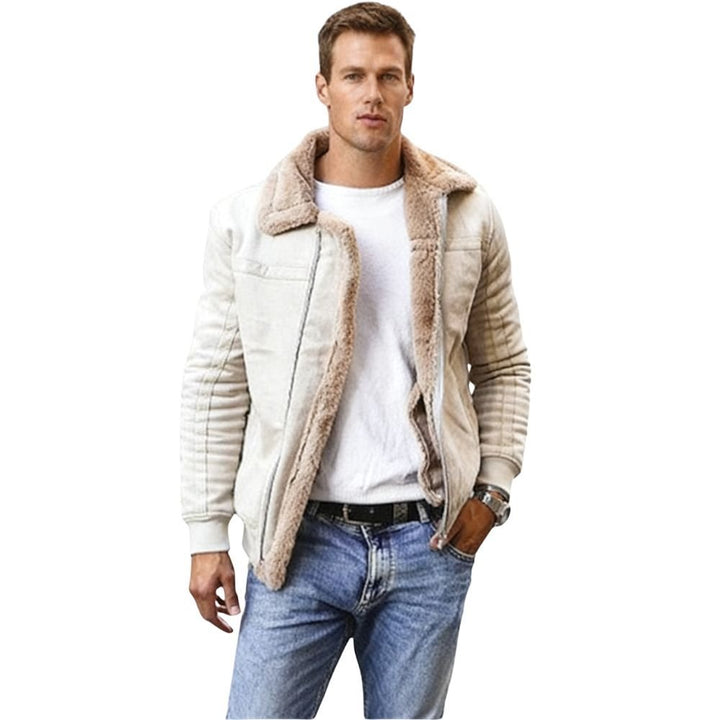 Men's Aviator Jacket Lined with Sherpa and Faux Fur Collar