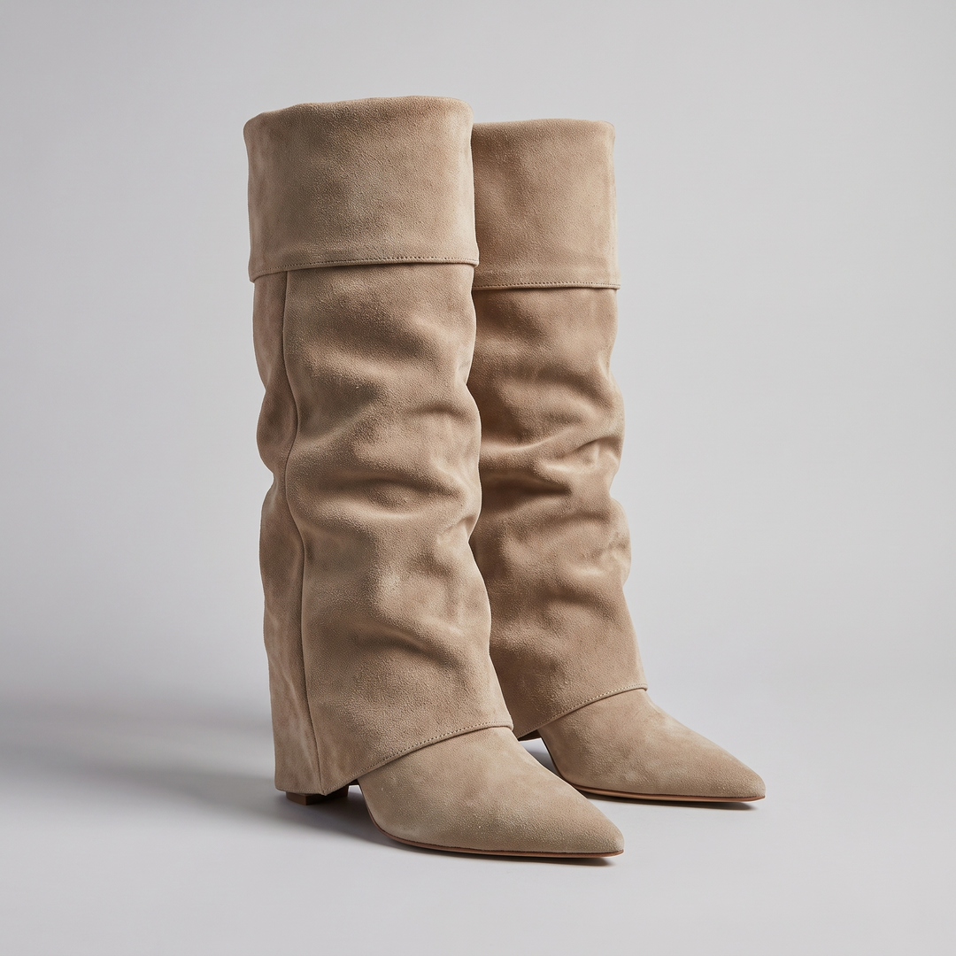 Bottes Hautes Femme Compensées avec Boucle Dorée