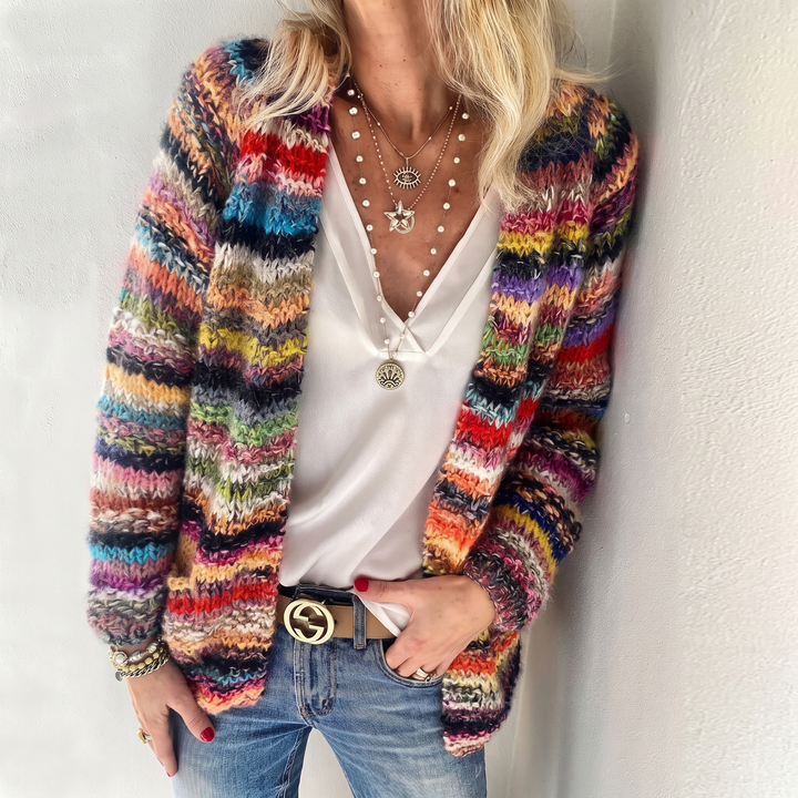 Mette | Cardigan en Maille Multicolore