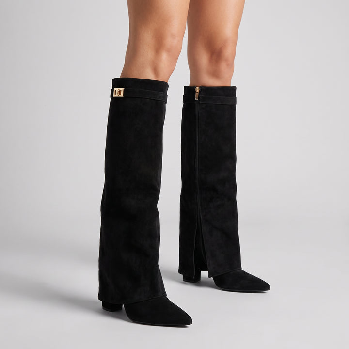 Bottes Hautes Femme Compensées avec Boucle Dorée