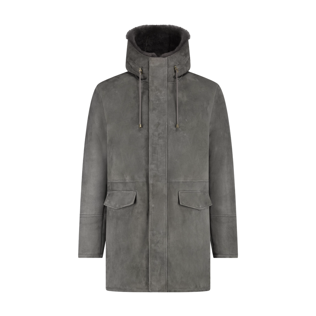 Cappotto lungo da uomo con cappuccio - Tasche con patta